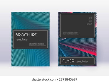 Black cover design template set. Red abstract lines on white blue background. Amusing cover design. Exquisite catalog, poster, book template etc.