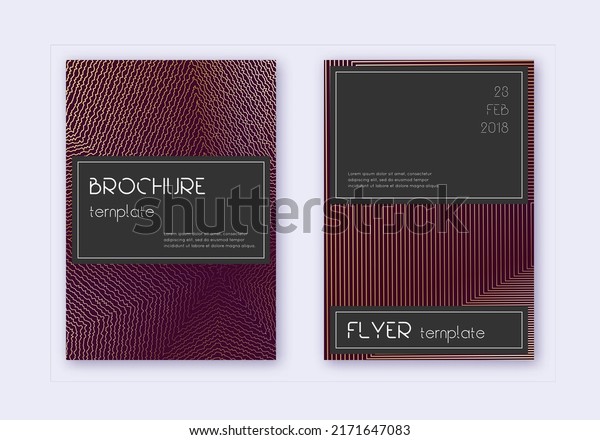 Black cover design template set. Gold\
abstract lines on maroon background. Alluring cover design.\
Excellent catalog, poster, book template\
etc.