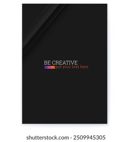 Black cover with halftone pattern. Multi layered graphics at top left corner.