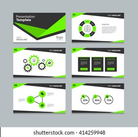 black cover and page  design for presentation slide background template with info graphs and charts elements design