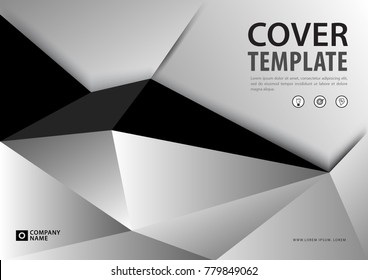 Black cover template polygonal background, Horizontal layout, Business brochure flyer, annual report, book, advertisement, Magazine, poster, banner, printing media, vector illustration, A4