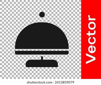 Black Covered with a tray of food icon isolated on transparent background. Tray and lid sign. Restaurant cloche with lid.  Vector