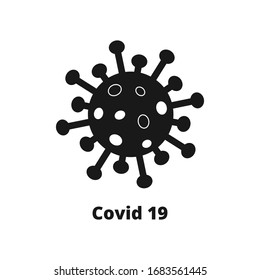 Black Covid 19 on White Background. Novel Coronavirus Covid 19 NCoV - Vector