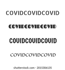 Schwarze COVID-Schrift, Vektorgrafik auf weißem Hintergrund.
Standort Wonosobo, Central Java, Indonesien.