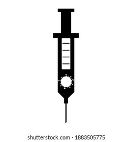 Black covid-19 vaccine syringe symbol isolated on white