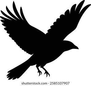 A black cow bird is flying alone silhouette vector illustration design isolated on white background