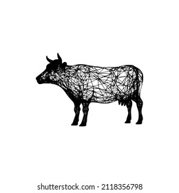 black cow facing left. simple illustration