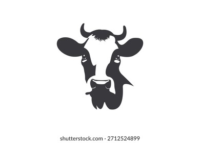 Black cow head logo vector illustration.