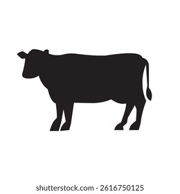 Black Cow. Isolated on White Background, Vector Animals Livestock and qurban