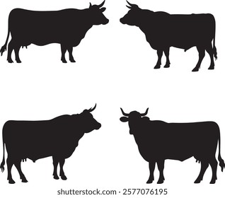 Black cow silhouette vector illustration on white background