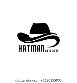 logotipo preto chapéu cowboy, chapéu cavalheiro