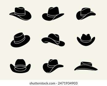 Plantilla de Ilustración vectorial de diseño de logotipo de sombrero de vaquero negro