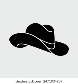 Plantilla de Ilustración vectorial de diseño de logotipo de sombrero de vaquero negro