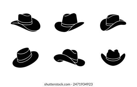 Plantilla de Ilustración vectorial de diseño de logotipo de sombrero de vaquero negro