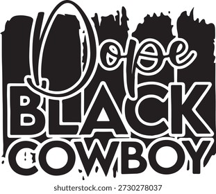 schwarzer Cowboyhut und Text-Logo einzeln auf transparentem Hintergrund