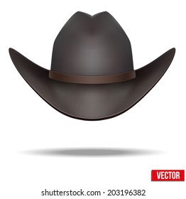 Black cowboy hat traditional symbol. Vector Illustration. Isolated on white background.