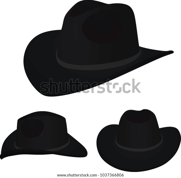 Black Cowboy Hat Vector Illustration Stock Vector (Royalty Free) 1037366806