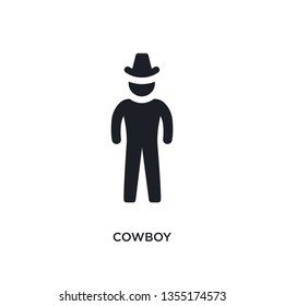 black cowboy isolated vector icon. simple element illustration from united states concept vector icons. cowboy editable logo symbol design on white background. can be use for web and mobile