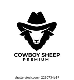 Black cowboy Sheep logo icon design illustration