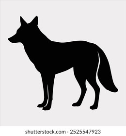 El Arte vectorial de silueta de coyote negro.