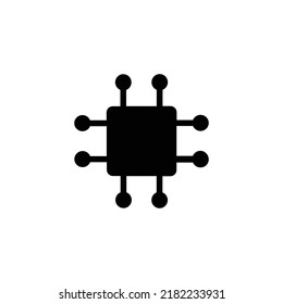 Black cpu icon isolated on white background
