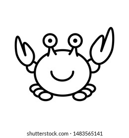 Black Crab Isolated Vector Sea Wildlife Animal Marine Life Colouring Drawing Illustration