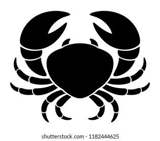 Black crab on a white background