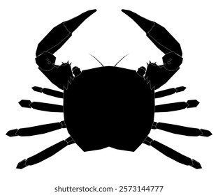 Black crab is shown in a white background. The crab is the main focus of the image, and it is the most interesting part of the scene