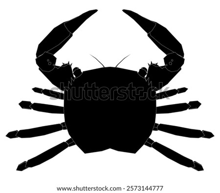 Black crab is shown in a white background. The crab is the main focus of the image, and it is the most interesting part of the scene