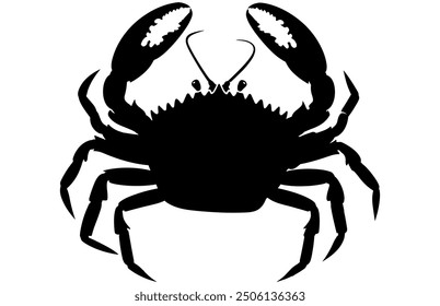 Black crab silhouette isolated on white background, Crab icon vector illustration design.