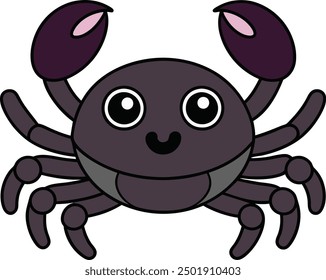 Black crab vector illustration, cartoon clipart for printables and digital design