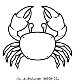 Black crab vector illustration in cartoon style. Seafood Restaurant logo design.