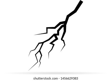 black crack icon, broken vector illustration, light simbol