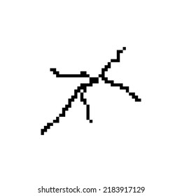 Black crack pixel art. Vector illustration.