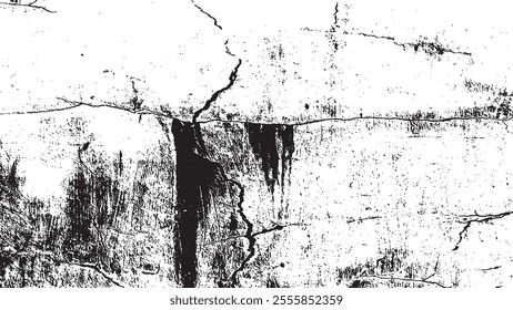 Black crack texture. Cracked on a white background. Old wall background crack vector, grunge, ground distress texture.