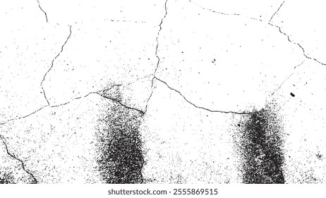 Black crack texture. Cracked on a white background. Old wall background crack vector, grunge, ground distress texture.