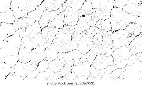 Black crack texture. Cracked on a white background. Old wall background crack vector, grunge, ground distress texture.