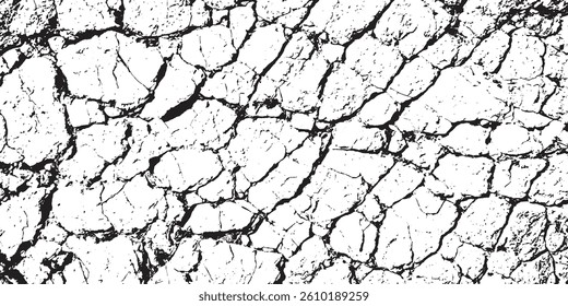 Black crack texture. Cracked on a white background. Wall background crack vector, grunge cracked white paint on a white background, a black and white drawing