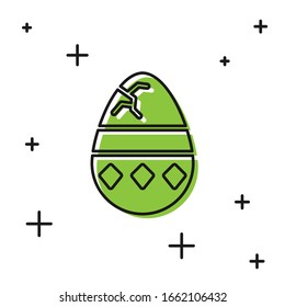 Black Cracked egg icon isolated on white background. Happy Easter.  Vector Illustration