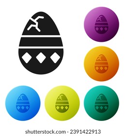 Black Cracked egg icon isolated on white background. Happy Easter. Set icons in color circle buttons. Vector Illustration