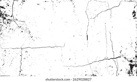 Sobreposição preta rachada para visuais artísticos. Textura grunge urbana para composições limpas. Detalhes de poeira isolados na base de fundo branca.