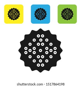 Black Cracker biscuit icon isolated on white background. Sweet cookie. Set icons colorful square buttons. Vector Illustration