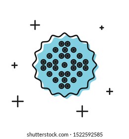 Black Cracker biscuit icon isolated on white background. Sweet cookie.  Vector Illustration