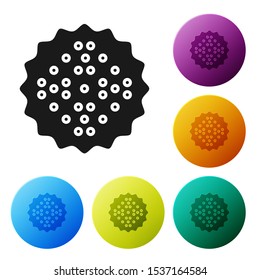 Black Cracker biscuit icon isolated on white background. Sweet cookie. Set icons colorful circle buttons. Vector Illustration