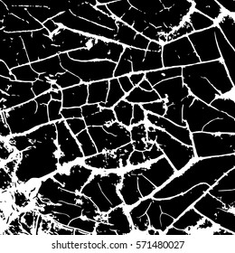 Black cracking texture. Grunge background. Pattern with cracks. Vector illustration.