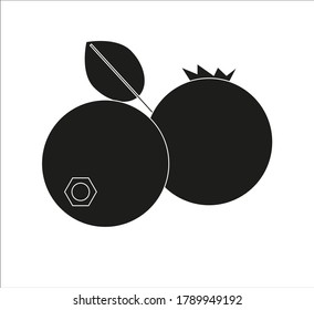 black cranberries fruit. illustration for web and mobile design.