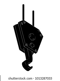 black crane hook on white background