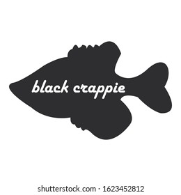 black crappie fish black silhouette on white background.