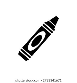 Black crayon icon, showcasing a flat design with a distinct, solid silhouette style.