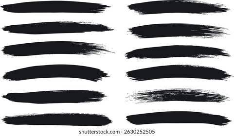 Black crayon underline divider collection - straight lines, dashed marks, wavy borders, dotted rows, zigzag patterns with chalk texture. Hand drawn separator elements for design